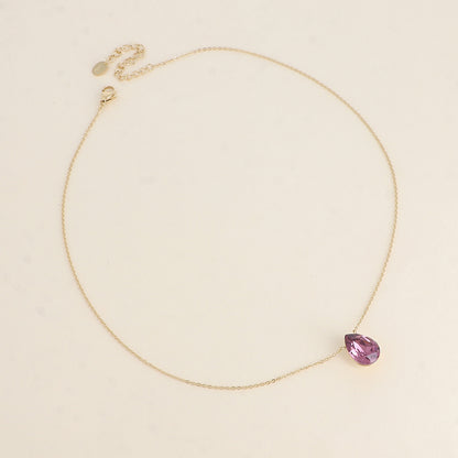 Collier - Pendentif cristal de Swarovski® en forme de goutte - Longueur du collier : 40+5 cm - Dimensions du cristal : 10x14 mm - Iris