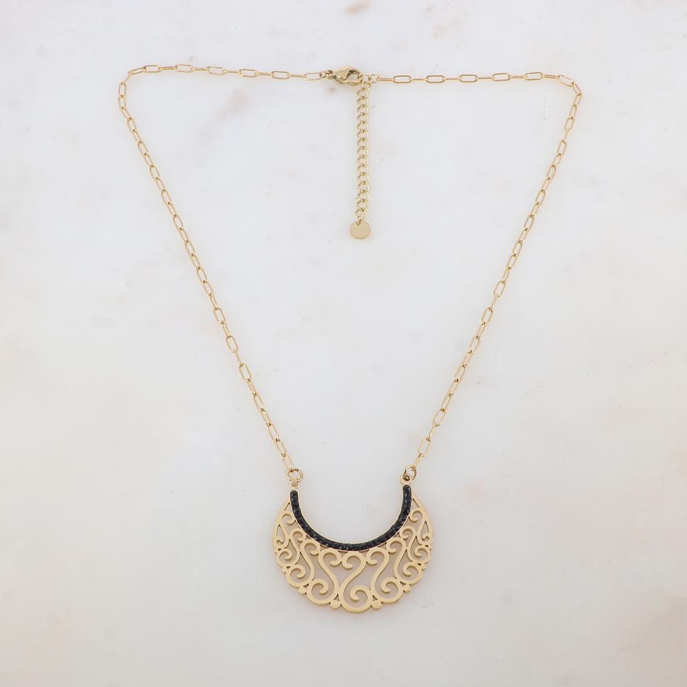 Collier avec pendentif ajouré et strass (40+5CM)