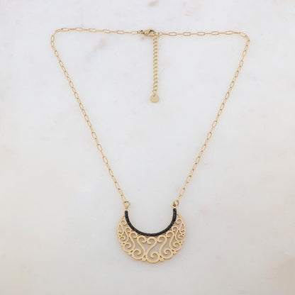 Collier avec pendentif ajouré et strass (40+5CM)