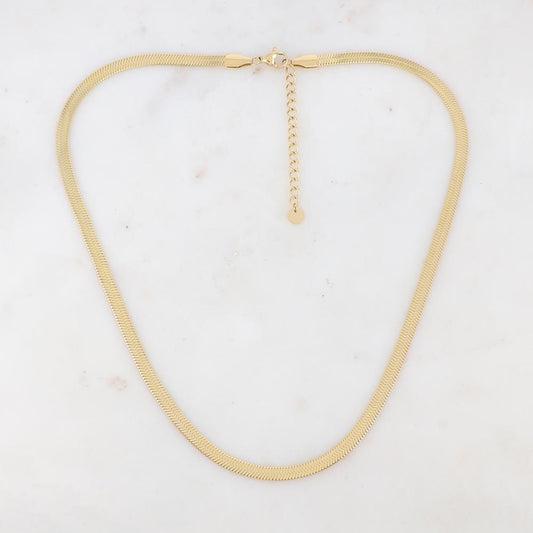 Collier en maille miroir doré 40+5 cm