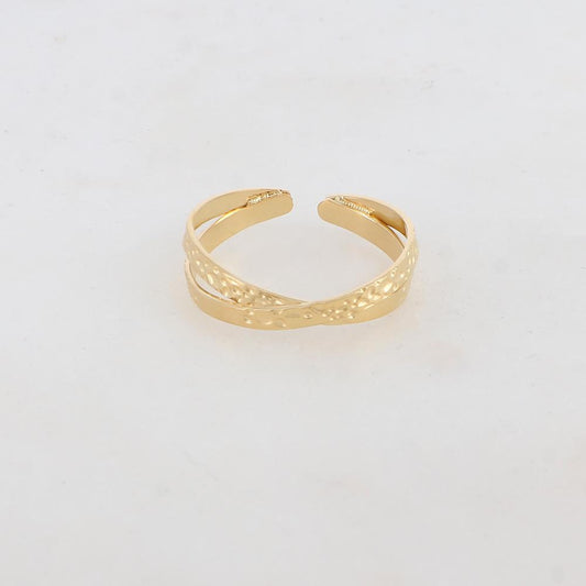 Bague croisée effet martelé