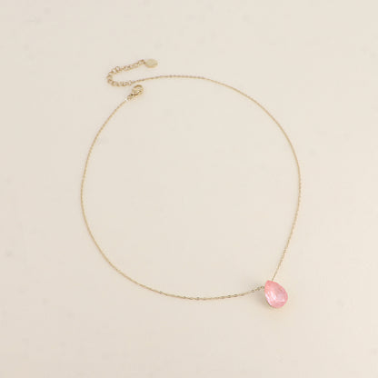 Collier - Pendentif cristal de Swarovski® en forme de goutte - Longueur du collier : 40+5 cm - Dimensions du cristal : 10x14 mm - Flamingo ignite