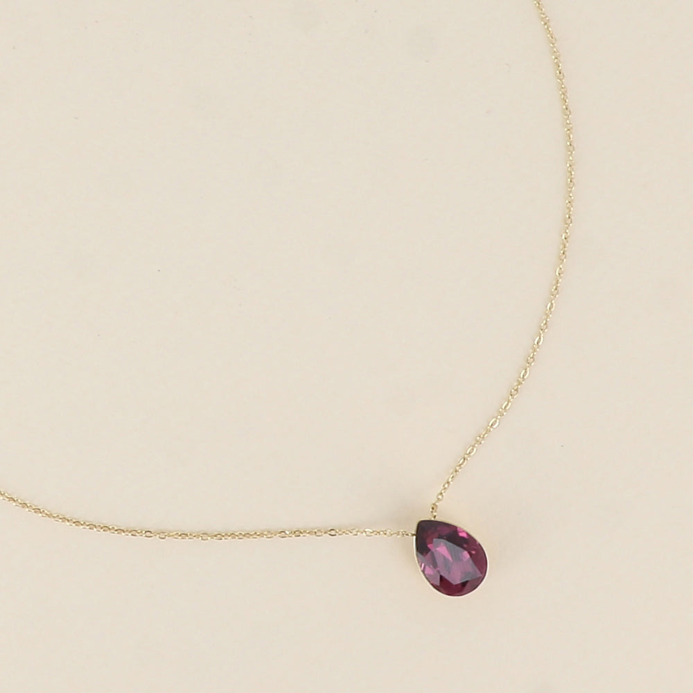 Collier - Pendentif cristal de Swarovski® en forme de goutte - Longueur du collier : 40+5 cm - Dimensions du cristal : 10x14 mm - Amethyst