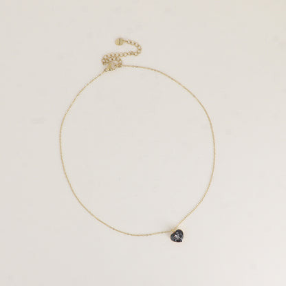 Collier avec cœur de 10mm en cristal de Swarovski® - 37+7 cm - Silver night