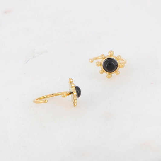 Lot de 2 Ear Cuffs dorées avec pierre naturelle