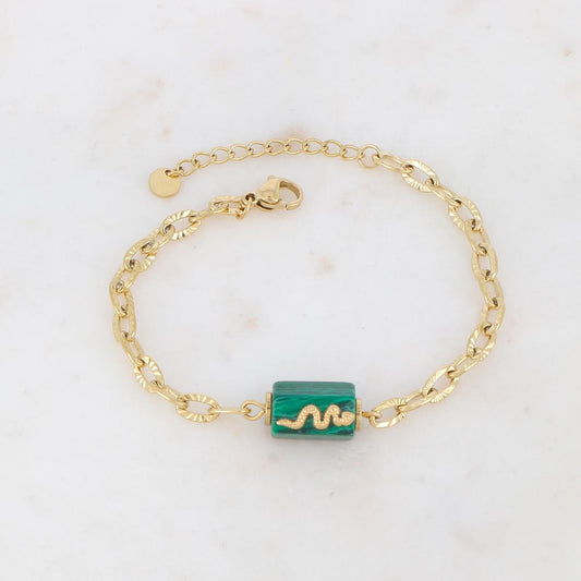 Bracelet en maille avec pierre naturelle et serpent - Malachite