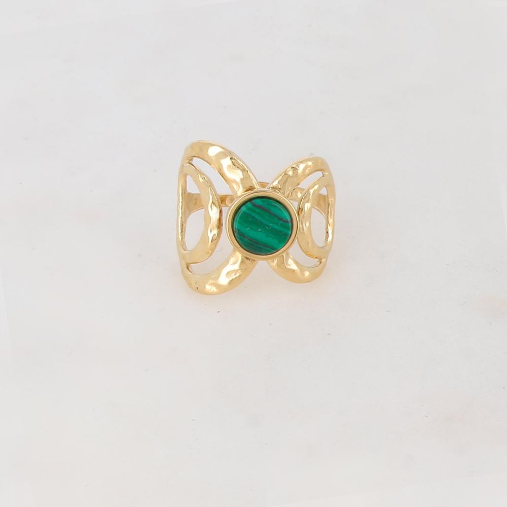 Bague ajourée avec pierre naturelle - Malachite