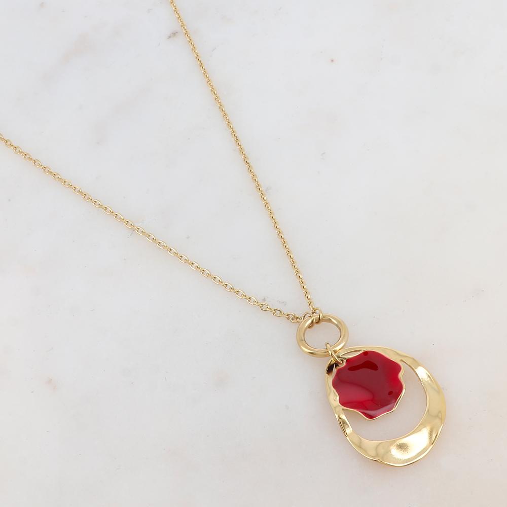 Collier avec pendentif géométrique ondulé, émail (50+10CM)