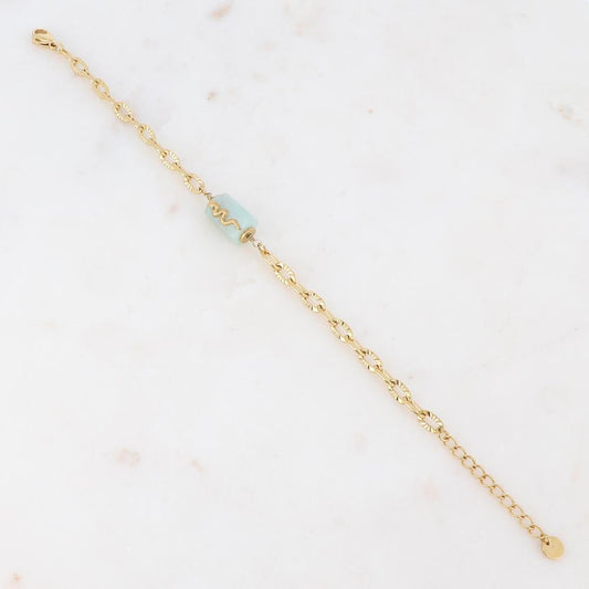 Bracelet en maille avec pierre naturelle et serpent - Amazonite