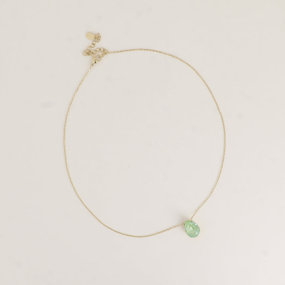 Collier - Pendentif cristal de Swarovski® en forme de goutte - Longueur du collier : 40+5 cm - Dimensions du cristal : 10x14 mm - Paradise green lux