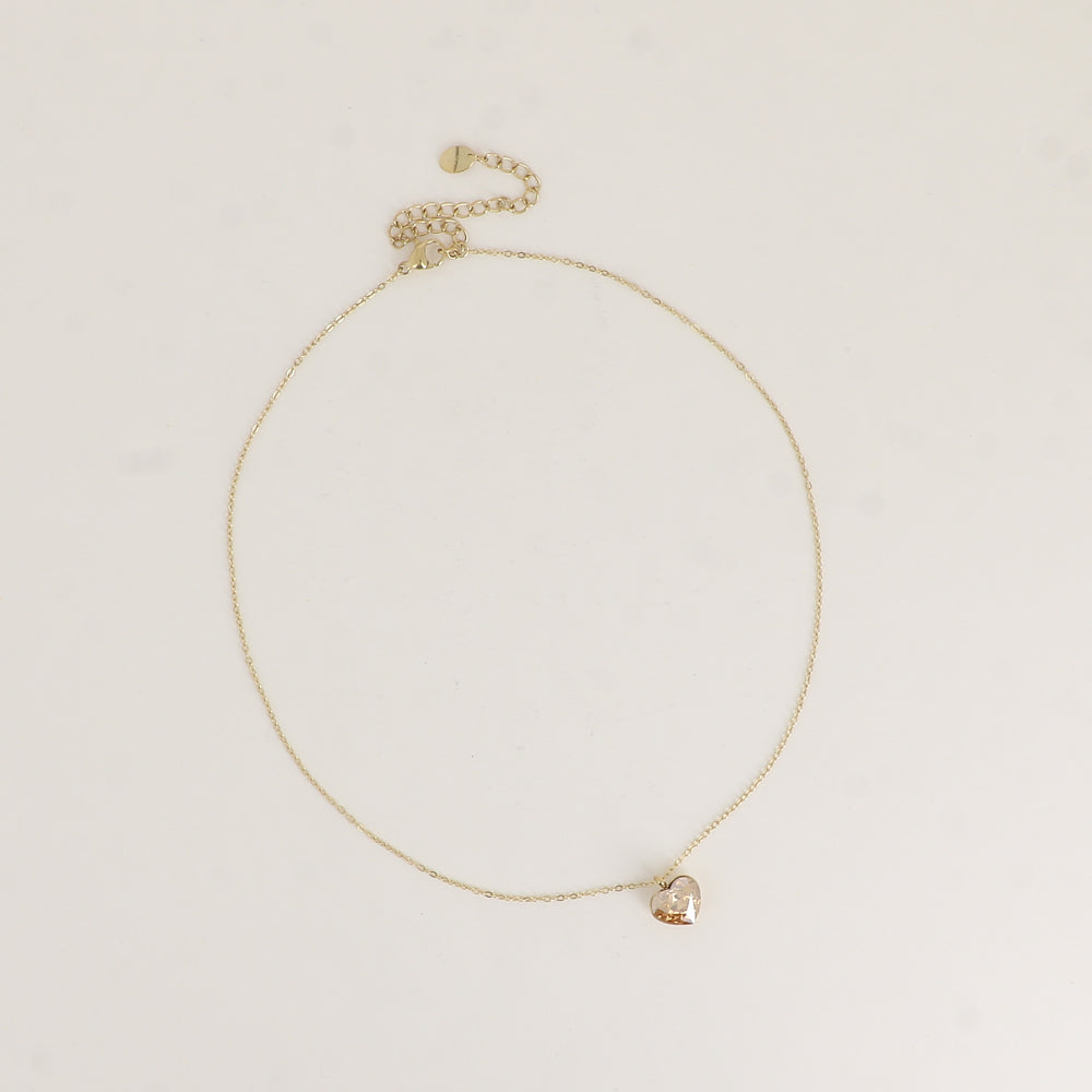 Collier avec cœur de 10mm en cristal de Swarovski® - 37+7 cm - Golden shadow