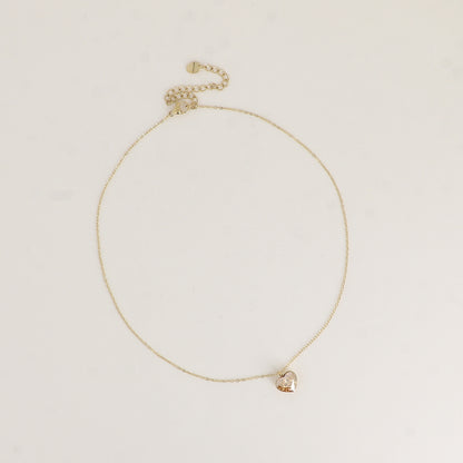 Collier avec cœur de 10mm en cristal de Swarovski® - 37+7 cm - Golden shadow