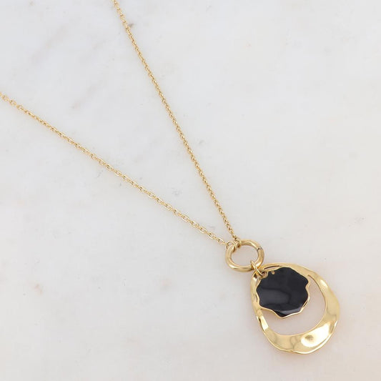 Collier avec pendentif géométrique ondulé, émail (50+10CM)