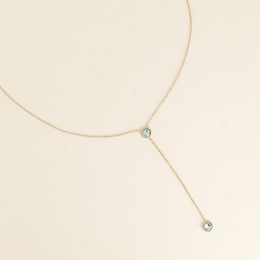 Collier Y - Orné de cristaux de Swarovski® - 40+7 cm - Longueur de chaîne pendante : 6 cm - Dimensions des cristaux : 5x5 mm - Chrysolite