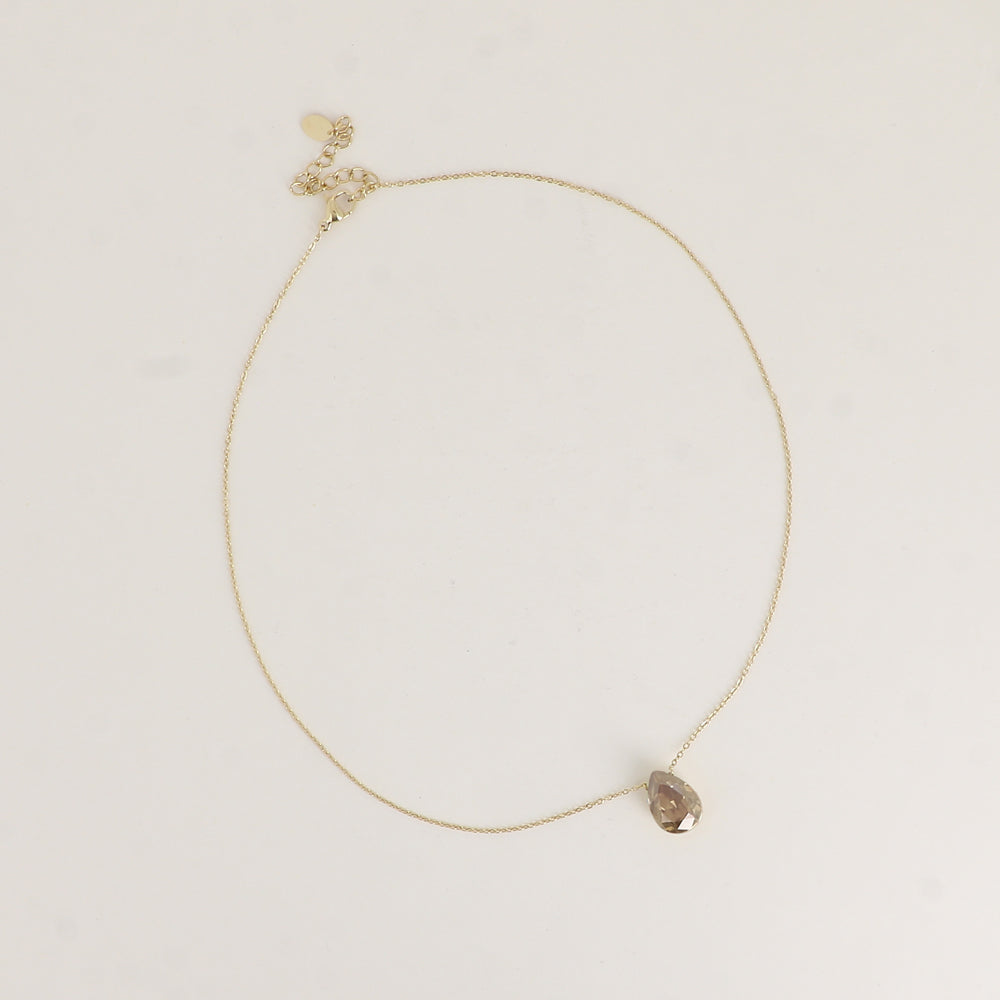 Collier - Pendentif cristal de Swarovski® en forme de goutte - Longueur du collier : 40+5 cm - Dimensions du cristal : 10x14 mm - Bronze