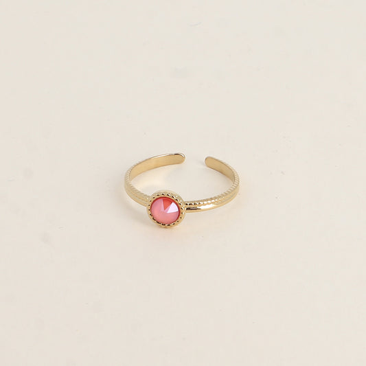Bague fine ornée de cristaux de Swarovski® - Hauteur de la bague: 2 mm - Dimensions du cristal : 5x5 mm - Light coral