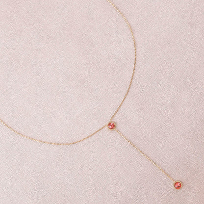 Collier Y - Orné de cristaux de Swarovski® - 40+7 cm - Longueur de chaîne pendante : 6 cm - Dimensions des cristaux : 5x5 mm - Padparadscha