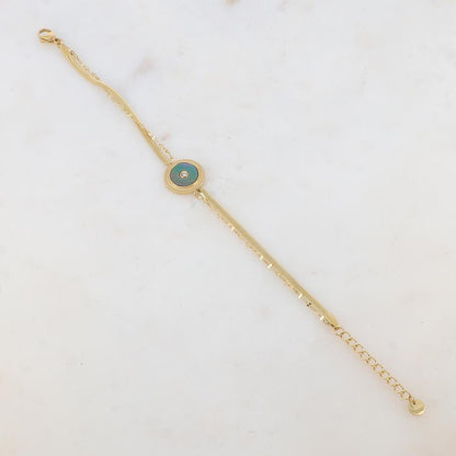 Bracelet double rangs avec pampille ronde, nacre