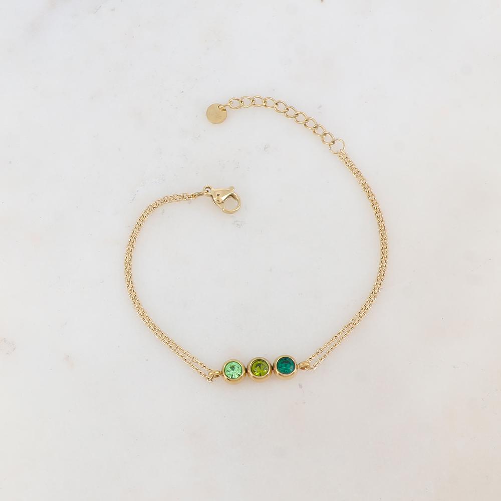 Bracelet deux rangs avec 3 strass