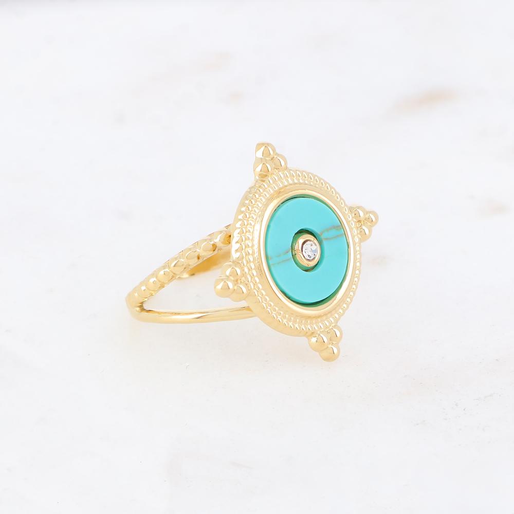 Bague 2 rangs avec pierre naturelle - How lite turquoise