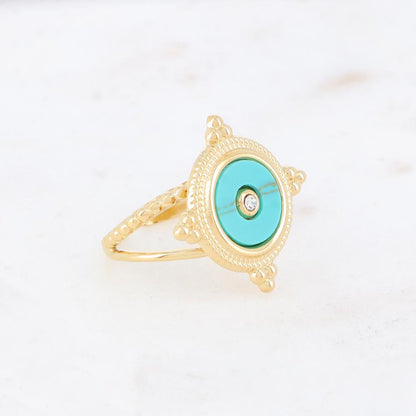 Bague 2 rangs avec pierre naturelle - How lite turquoise