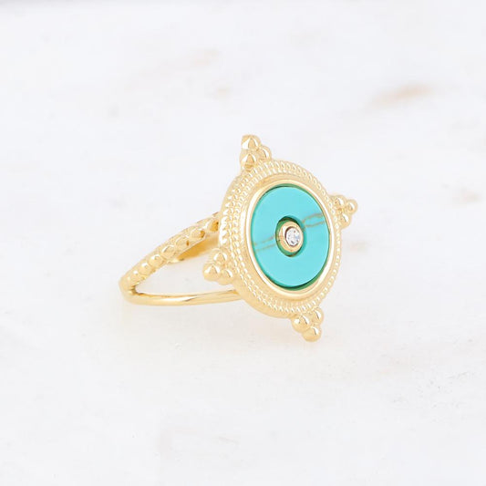 Bague 2 rangs avec pierre naturelle - How lite turquoise