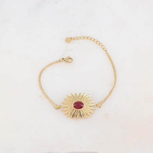 Bracelet deux rangs avec feuillage émaillé