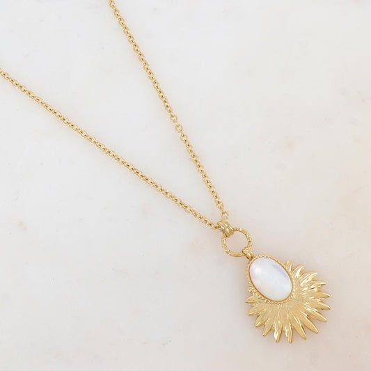 Sautoir avec pendentif feuillage, nacre (60+5CM)