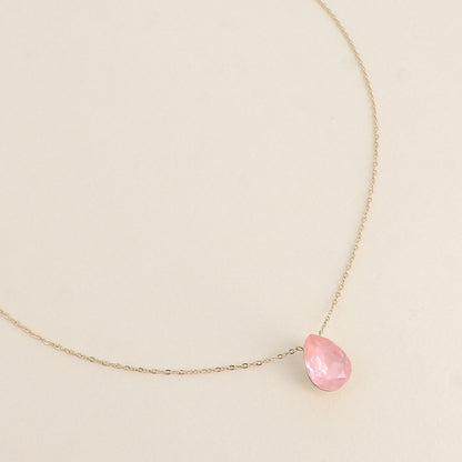 Collier - Pendentif cristal de Swarovski® en forme de goutte - Longueur du collier : 40+5 cm - Dimensions du cristal : 10x14 mm - Flamingo ignite