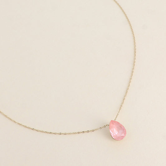 Collier - Pendentif cristal de Swarovski® en forme de goutte - Longueur du collier : 40+5 cm - Dimensions du cristal : 10x14 mm - Flamingo ignite