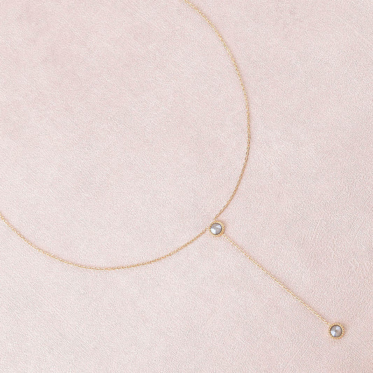 Collier Y - Orné de cristaux de Swarovski® - 40+7 cm - Longueur de chaîne pendante : 6 cm - Dimensions des cristaux : 5x5 mm - Dark grey