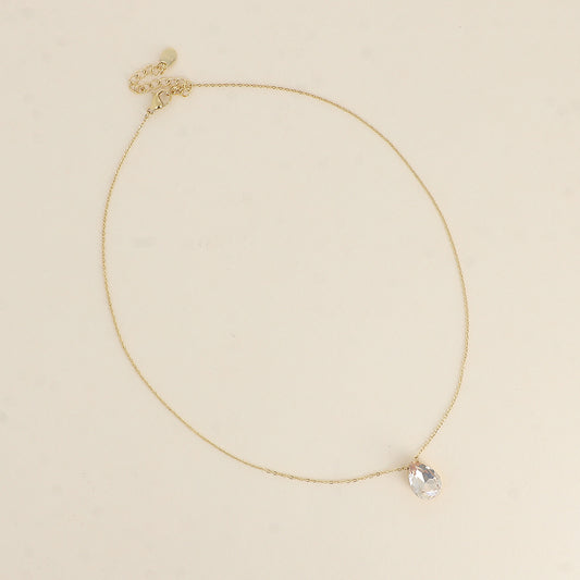 Collier - Pendentif cristal de Swarovski® en forme de goutte - Longueur du collier : 40+5 cm - Dimensions du cristal : 10x14 mm - Golden shadow