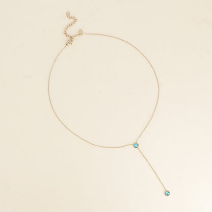 Collier Y - Orné de cristaux de Swarovski® - 40+7 cm - Longueur de chaîne pendante : 6 cm - Dimensions des cristaux : 5x5 mm - Light turquoise