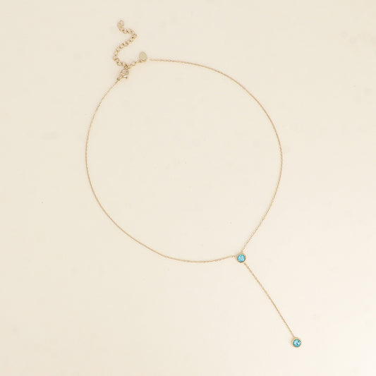 Collier Y - Orné de cristaux de Swarovski® - 40+7 cm - Longueur de chaîne pendante : 6 cm - Dimensions des cristaux : 5x5 mm - Light turquoise