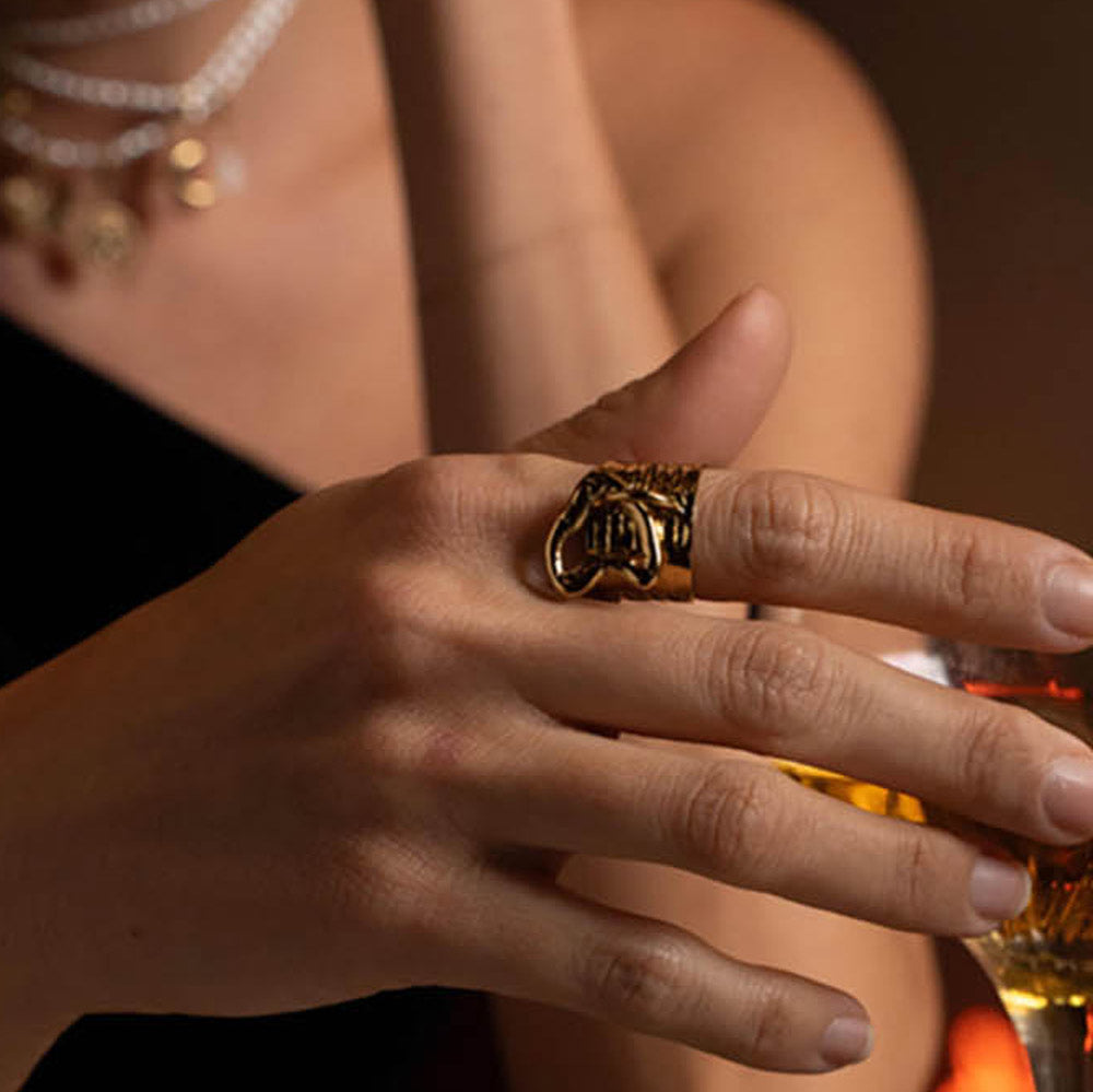 Bague pampille - pendentif cœur ajouré