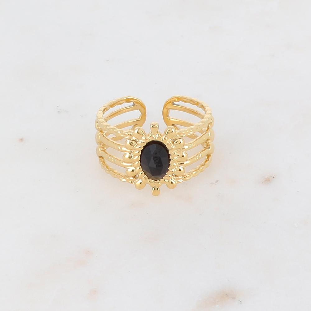 Bague 4 rangs avec pierre naturelle - Onyx