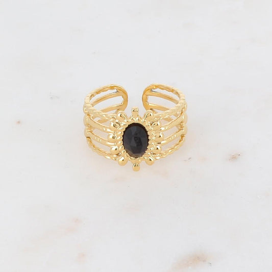 Bague 4 rangs avec pierre naturelle - Onyx