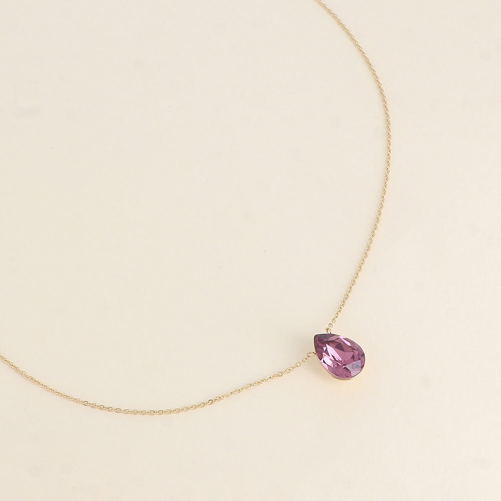 Collier - Pendentif cristal de Swarovski® en forme de goutte - Longueur du collier : 40+5 cm - Dimensions du cristal : 10x14 mm - Iris