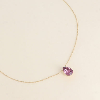Collier - Pendentif cristal de Swarovski® en forme de goutte - Longueur du collier : 40+5 cm - Dimensions du cristal : 10x14 mm - Iris
