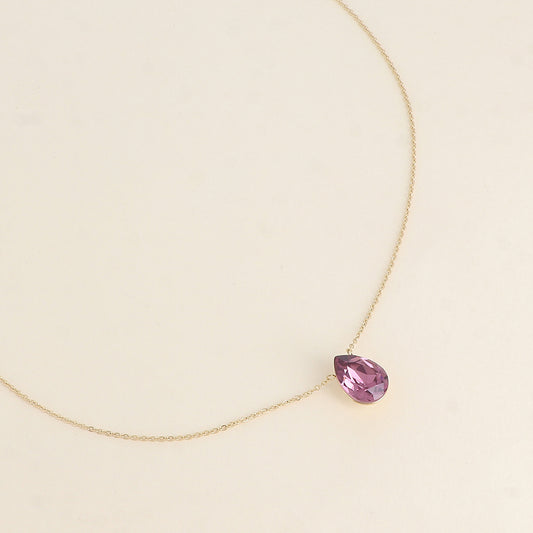 Collier - Pendentif cristal de Swarovski® en forme de goutte - Longueur du collier : 40+5 cm - Dimensions du cristal : 10x14 mm - Iris