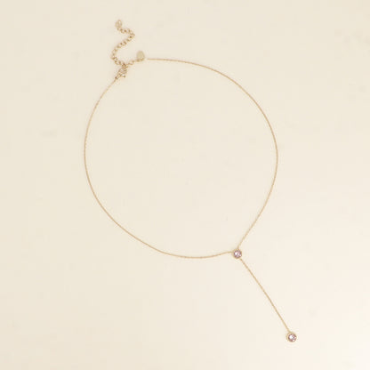 Collier Y - Orné de cristaux de Swarovski® - 40+7 cm - Longueur de chaîne pendante : 6 cm - Dimensions des cristaux : 5x5 mm - Vintage rose