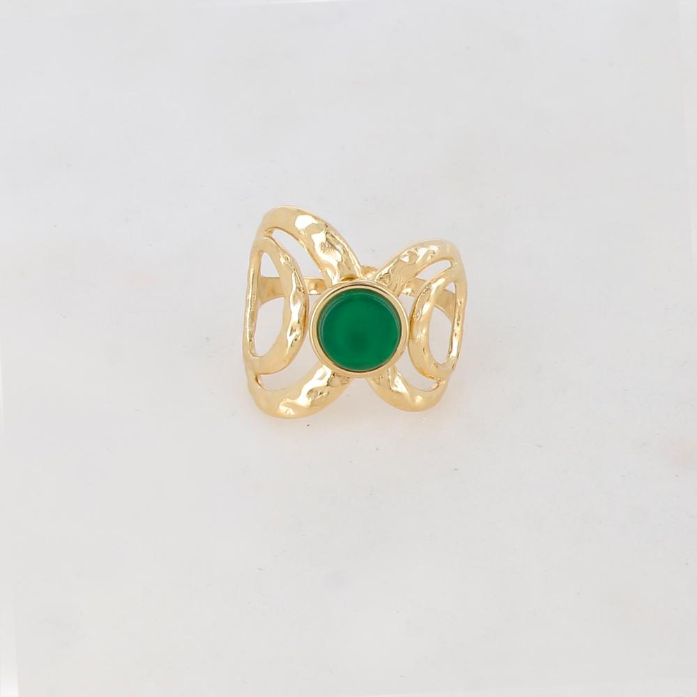 Bague ajourée avec pierre naturelle - Aventurine