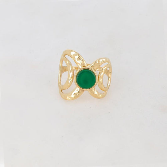 Bague ajourée avec pierre naturelle - Aventurine