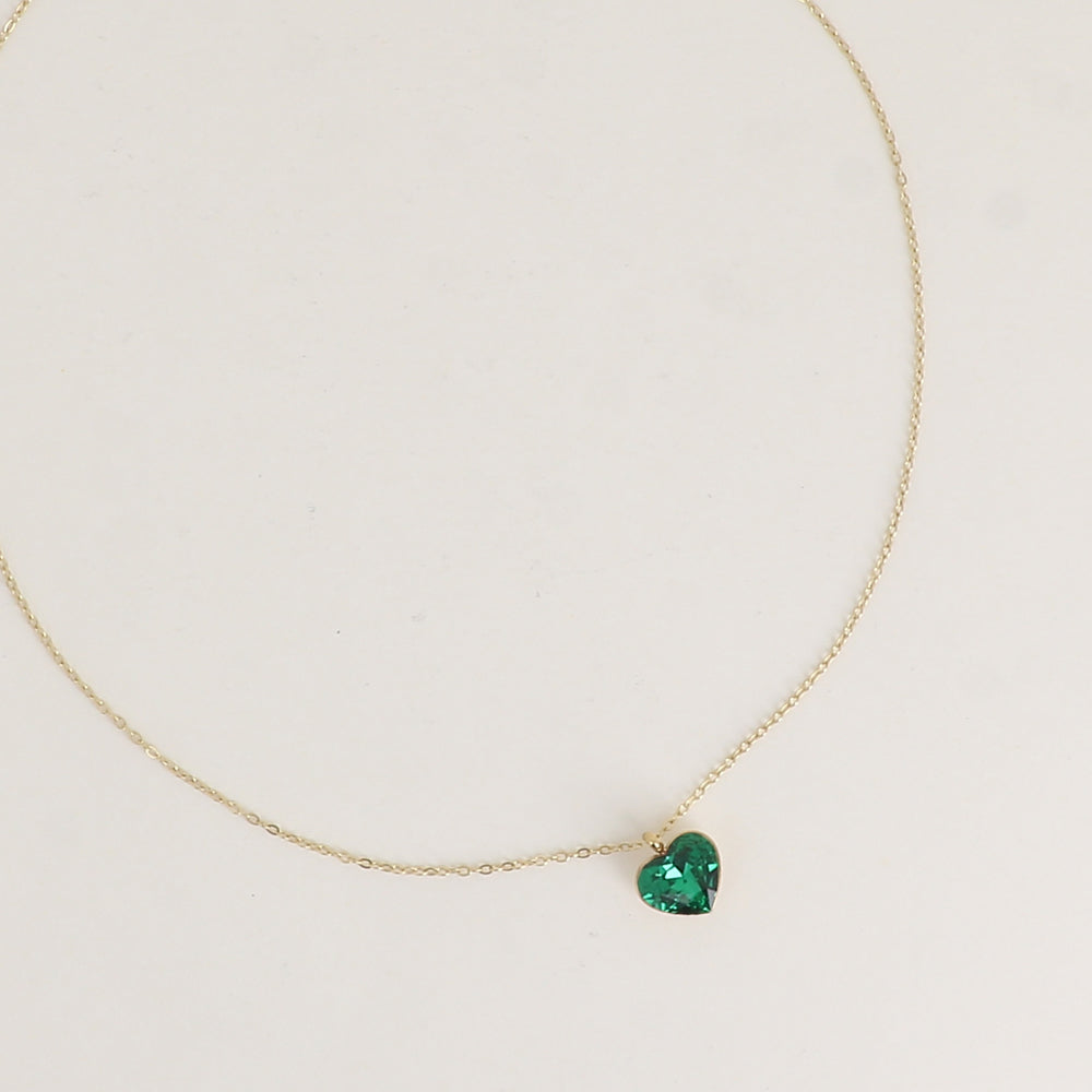Collier avec cœur de 10mm en cristal de Swarovski® - 37+7 cm - Majestic green