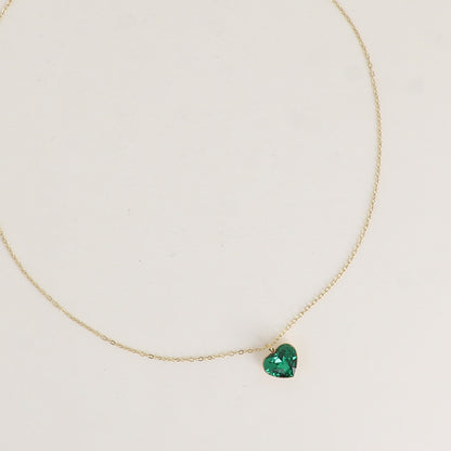 Collier avec cœur de 10mm en cristal de Swarovski® - 37+7 cm - Majestic green