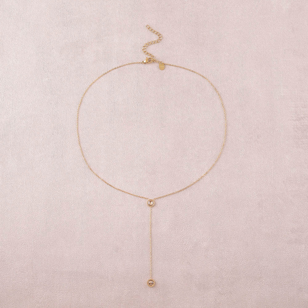 Collier Y - Orné de cristaux de Swarovski® - 40+7 cm - Longueur de chaîne pendante : 6 cm - Dimensions des cristaux : 5x5 mm - Golden shadow
