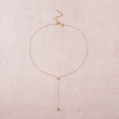 Collier Y - Orné de cristaux de Swarovski® - 40+7 cm - Longueur de chaîne pendante : 6 cm - Dimensions des cristaux : 5x5 mm - Golden shadow