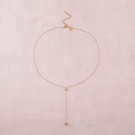 Collier Y - Orné de cristaux de Swarovski® - 40+7 cm - Longueur de chaîne pendante : 6 cm - Dimensions des cristaux : 5x5 mm - Golden shadow