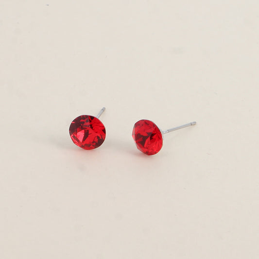 Boucles puces argentées – Ornées de cristaux de Swarovski® SS39 - Dimensions de la boucle : 8x8 mm - Light Siam
