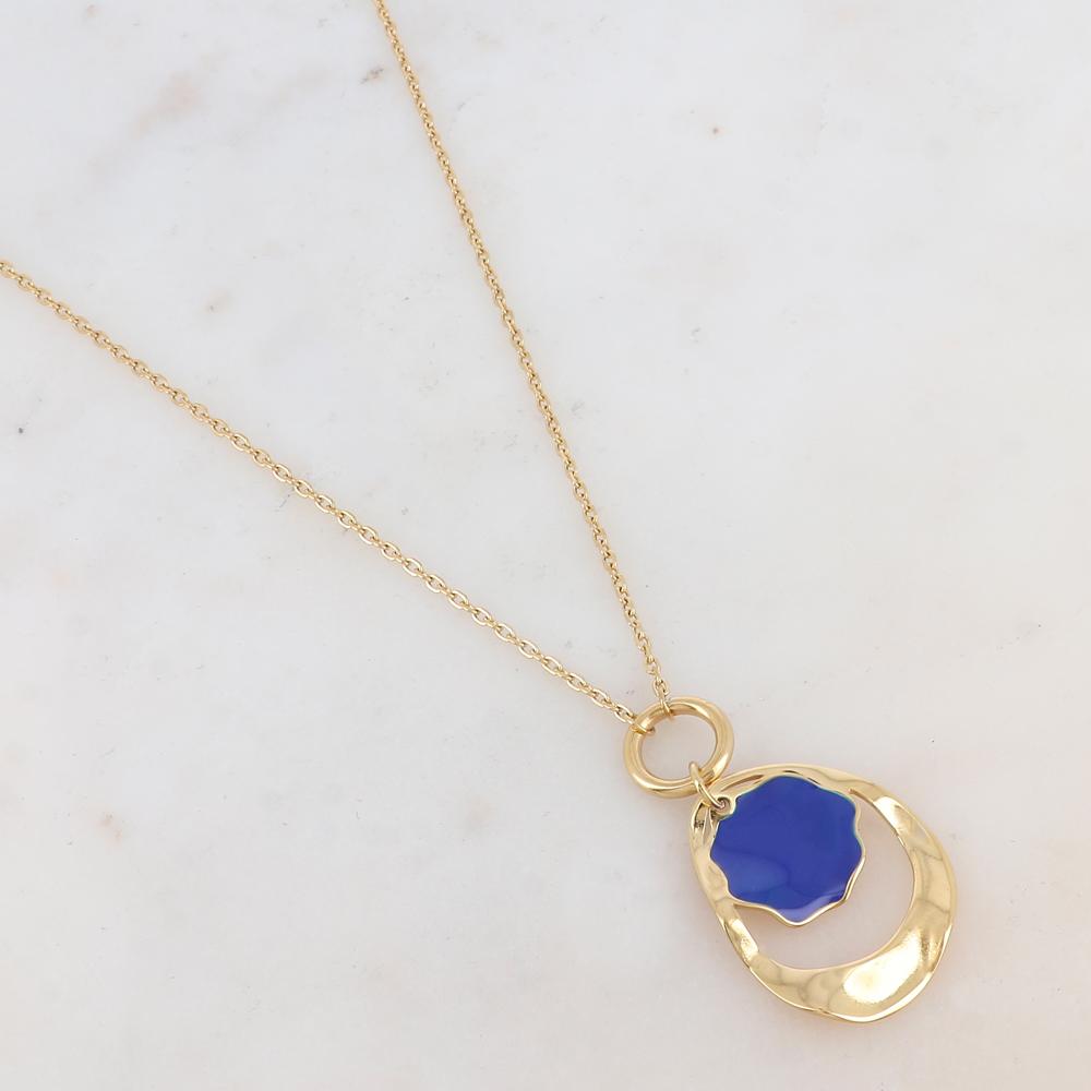 Collier avec pendentif géométrique ondulé, émail (50+10CM)